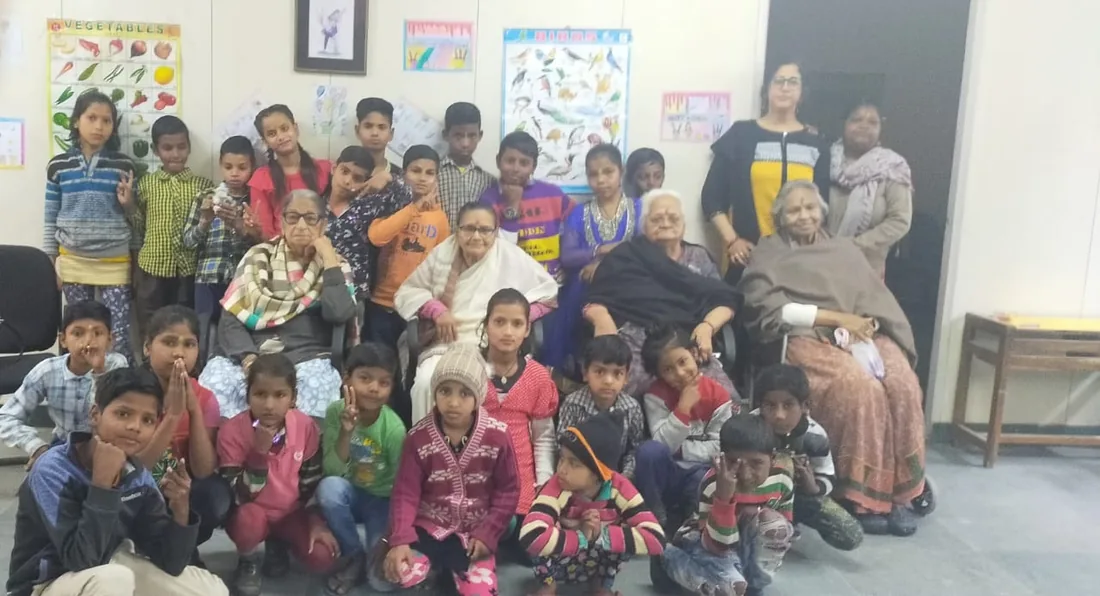 Children and elders at a care centre visit organised by Team Havmore